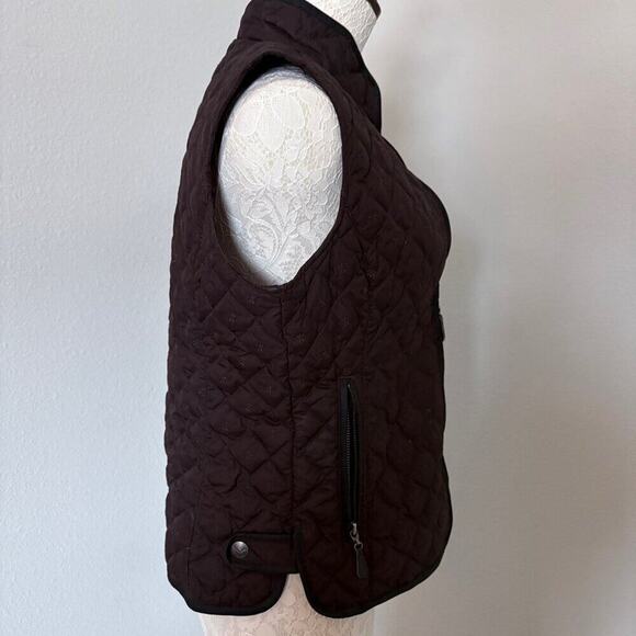 Eddie Bauer Quilted Goose Down Vest S /P Brown Zip Pockets Preppy equestrian - Picture 4 of 12